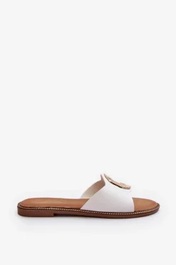 Damskie Boto Klapki Damskie Z Ozdobą Białe Cilima