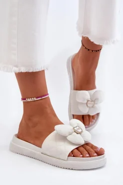 Boto Klapki Na Platformie|Klapki Damskie Klasyczne*Klapki Damskie Z Ozdobą Na Niskiej Platformie Białe Cedrella Biały