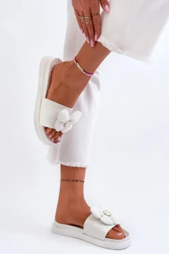 Boto Klapki Na Platformie|Klapki Damskie Klasyczne*Klapki Damskie Z Ozdobą Na Niskiej Platformie Białe Cedrella Biały