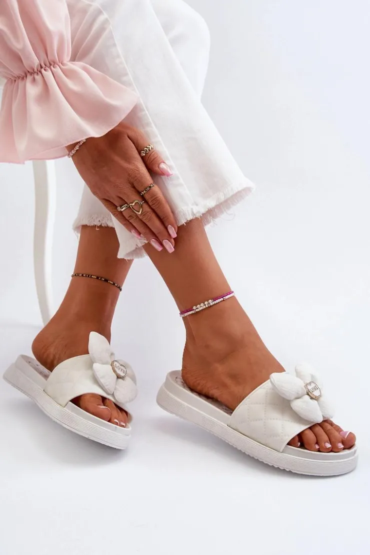 Boto Klapki Na Platformie|Klapki Damskie Klasyczne*Klapki Damskie Z Ozdobą Na Niskiej Platformie Białe Cedrella Biały