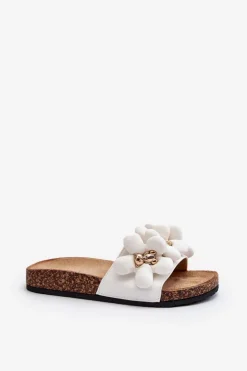 Damskie Boto Klapki Damskie Z Ozdobami Białe Bunlia