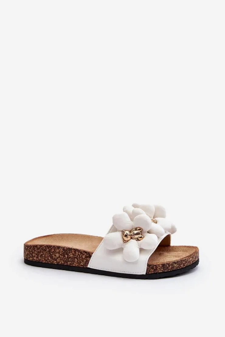 Damskie Boto Klapki Damskie Z Ozdobami Białe Bunlia