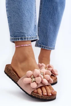 Clearance Boto Klapki Damskie Z Ozdobami Różowe Bunlia Różowy