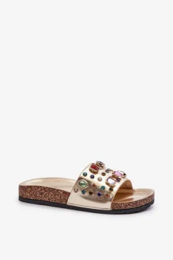 Damskie Damskie buty S.Barski Klapki Damskie Z Ozdobami S.Barski MY122 Złote