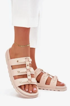 Boto Klapki Na Platformie|Klapki Damskie Klasyczne*Klapki Damskie Z Paskami Jasnobeżowe Pasiriela