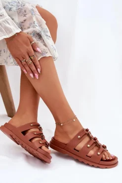 Boto Klapki Na Platformie|Klapki Damskie Klasyczne*Klapki Damskie Z Paskami Camel Pasiriela Brązowy