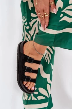 Damskie Boto Klapki Damskie Z Paskami I Klamrami Czarne Uliri