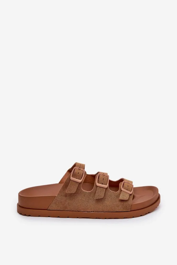 Boto Klapki Korkowe|Klapki Na Platformie*Klapki Damskie Z Paskami I Klamrami Camel Uliri Brązowy