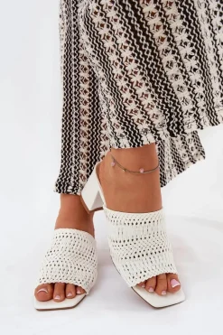 Boto Klapki Na Obcasie|Klapki Damskie Klasyczne*Klapki Damskie Z Plecionką Na Obcasie Białe Ciariloria Biały