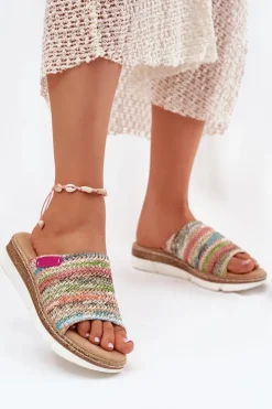 Boto Klapki Na Koturnie|Klapki Na Platformie*Klapki Damskie Z Plecionką Na Koturnie Multikolor Norozi