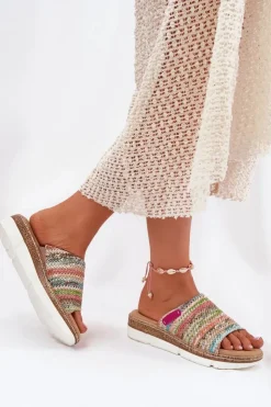 Boto Klapki Na Koturnie|Klapki Na Platformie*Klapki Damskie Z Plecionką Na Koturnie Multikolor Norozi