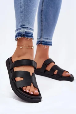 Damskie Buty damskie Vinceza Klapki Damskie Z Rzepem Vinceza 17401 Czarne