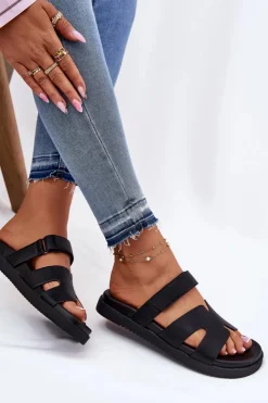 Damskie Buty damskie Vinceza Klapki Damskie Z Rzepem Vinceza 17401 Czarne