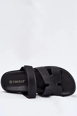 Damskie Buty damskie Vinceza Klapki Damskie Z Rzepem Vinceza 17401 Czarne