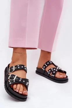 Boto Klapki Na Platformie|Klapki Damskie Klasyczne*Klapki Damskie Z Ćwiekami I Klamrami Czarne Tesiolle