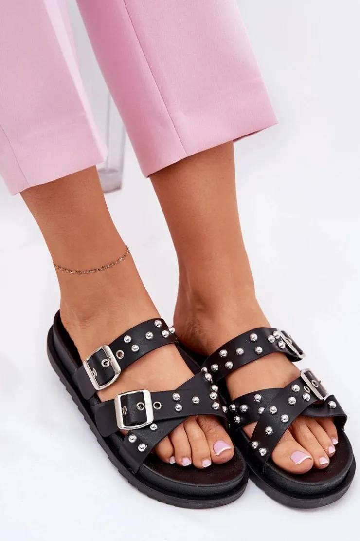 Boto Klapki Na Platformie|Klapki Damskie Klasyczne*Klapki Damskie Z Ćwiekami I Klamrami Czarne Tesiolle