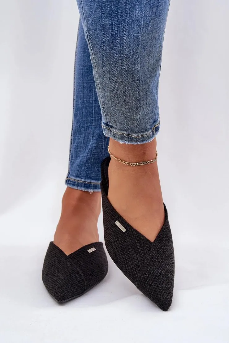 Big Star Shoes Klapki Damskie Big Star|Klapki Damskie Klasyczne*Klapki Damskie Ze Szpiczastymi Noskami Big Star RR274210 Czarne