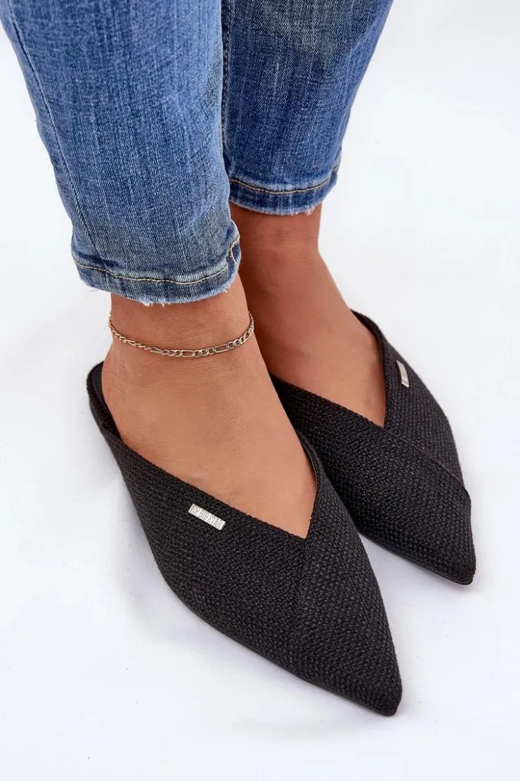 Big Star Shoes Klapki Damskie Big Star|Klapki Damskie Klasyczne*Klapki Damskie Ze Szpiczastymi Noskami Big Star RR274210 Czarne