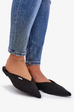 Big Star Shoes Klapki Damskie Big Star|Klapki Damskie Klasyczne*Klapki Damskie Ze Szpiczastymi Noskami Big Star RR274210 Czarne