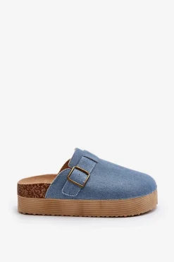 Damskie Boto Klapki Jeansowe Damskie Chodaki Na Platformie Niebieskie Jorffia