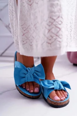 Boto Klapki Korkowe|Klapki Damskie Klasyczne*Klapki Na Korkowej Podeszwie Niebieskie Wendy