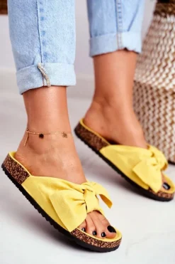 Best Boto Klapki Na Korkowej Podeszwie Żółte Wendy
