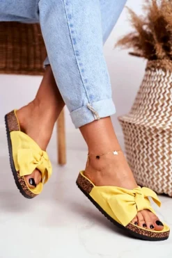 Best Boto Klapki Na Korkowej Podeszwie Żółte Wendy