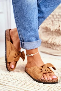 Damskie Boto Klapki Na Korkowej Podeszwie Camel Wendy