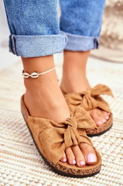 Damskie Boto Klapki Na Korkowej Podeszwie Camel Wendy