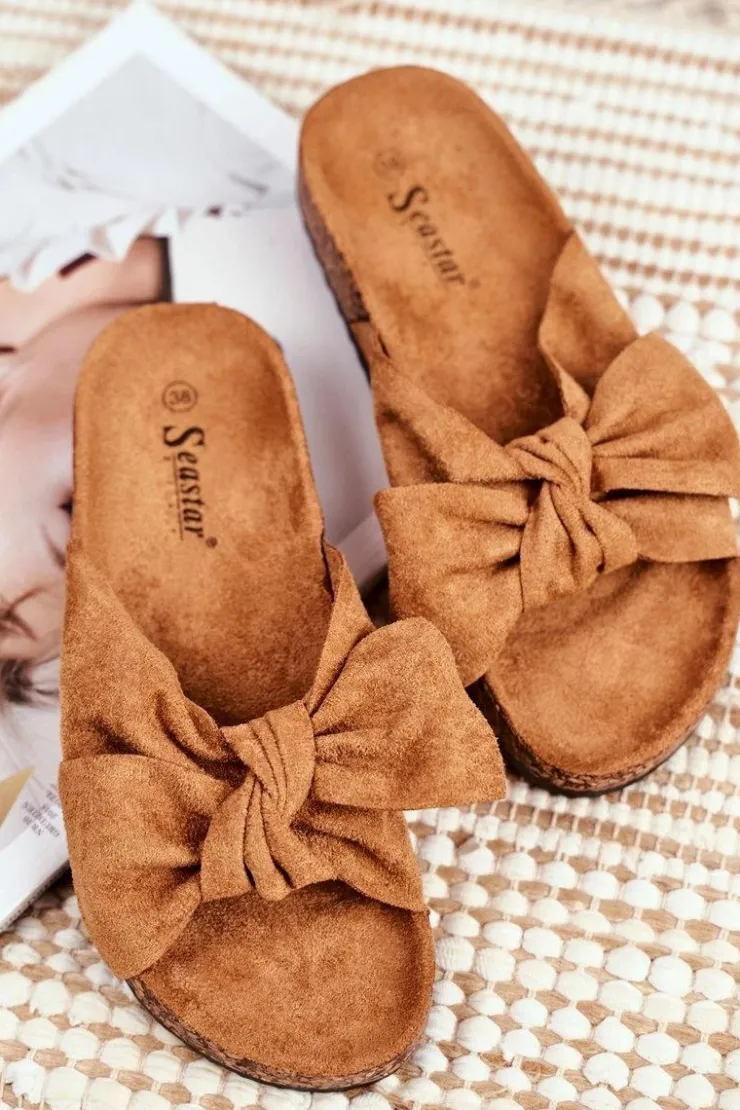 Damskie Boto Klapki Na Korkowej Podeszwie Camel Wendy