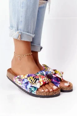 Boto Klapki Korkowe|Klapki Damskie Klasyczne*Klapki Na Korkowej Podeszwie Białe W Kwiaty Wendy