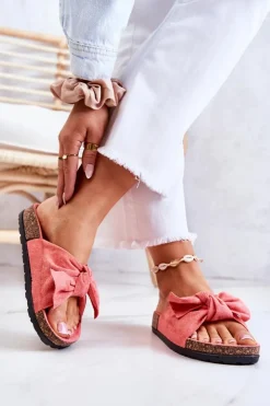 Damskie Boto Klapki Na Korkowej Podeszwie Koralowe Wendy