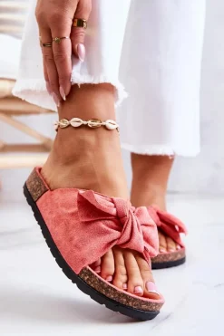 Damskie Boto Klapki Na Korkowej Podeszwie Koralowe Wendy