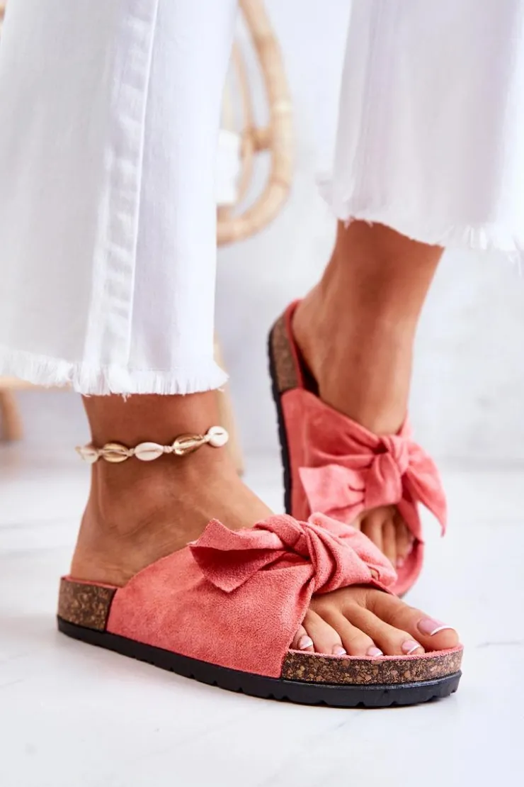 Damskie Boto Klapki Na Korkowej Podeszwie Koralowe Wendy