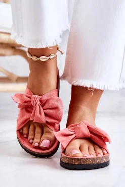 Damskie Boto Klapki Na Korkowej Podeszwie Koralowe Wendy