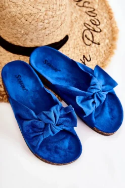 Damskie Boto Klapki Na Korkowej Podeszwie Ciemnoniebieskie Wendy