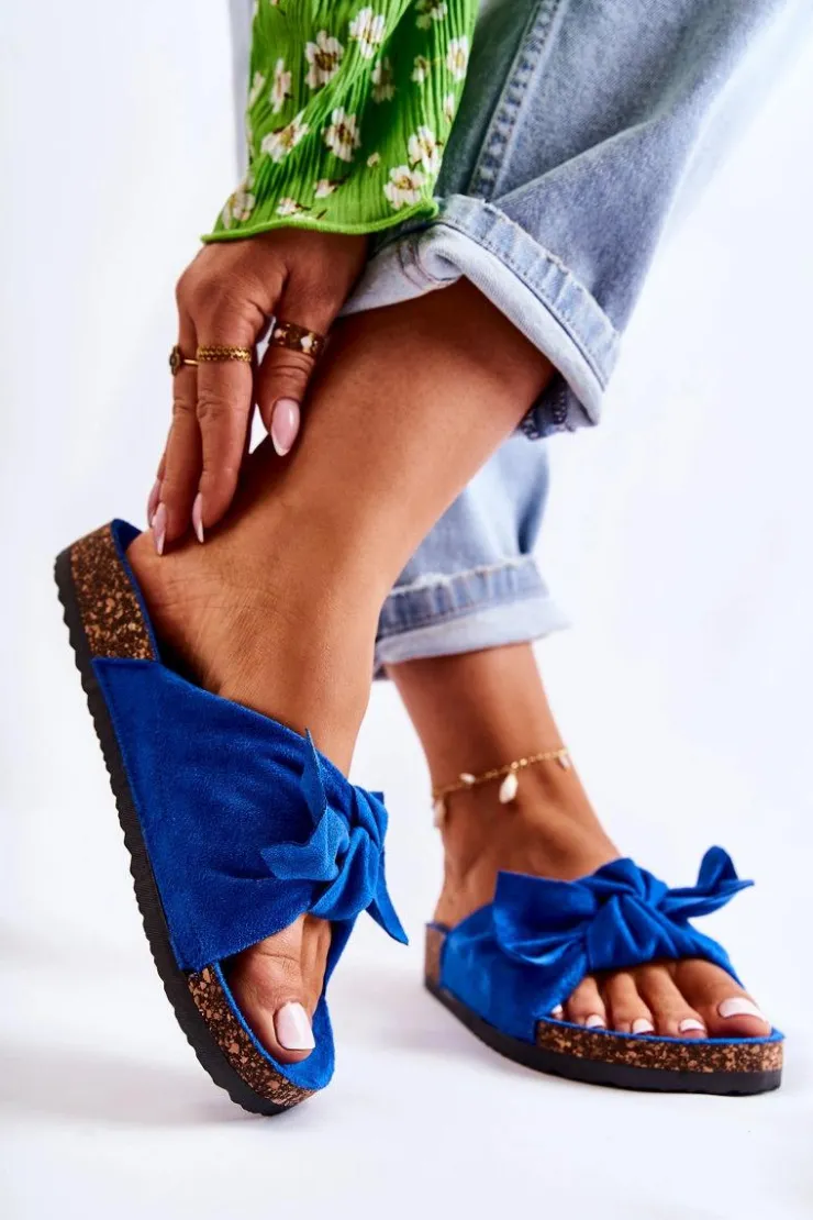 Damskie Boto Klapki Na Korkowej Podeszwie Ciemnoniebieskie Wendy