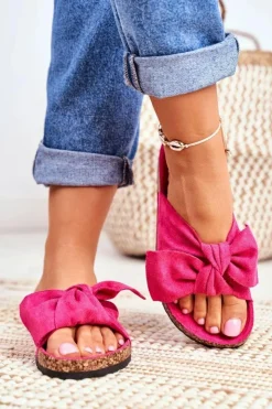 Damskie Boto Klapki Na Korkowej Podeszwie Fuksja Wendy