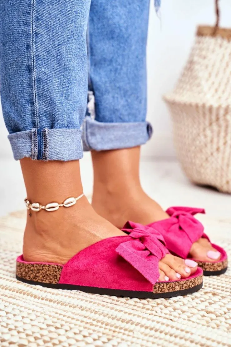 Damskie Boto Klapki Na Korkowej Podeszwie Fuksja Wendy