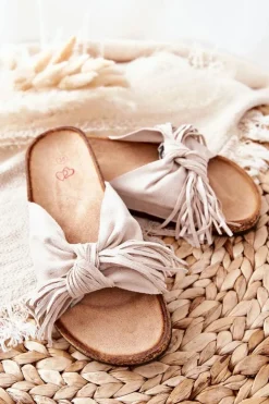 Best Boto Klapki Na Korkowej Podeszwie Beżowe Taryne