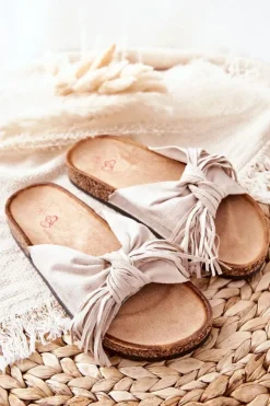 Best Boto Klapki Na Korkowej Podeszwie Beżowe Taryne