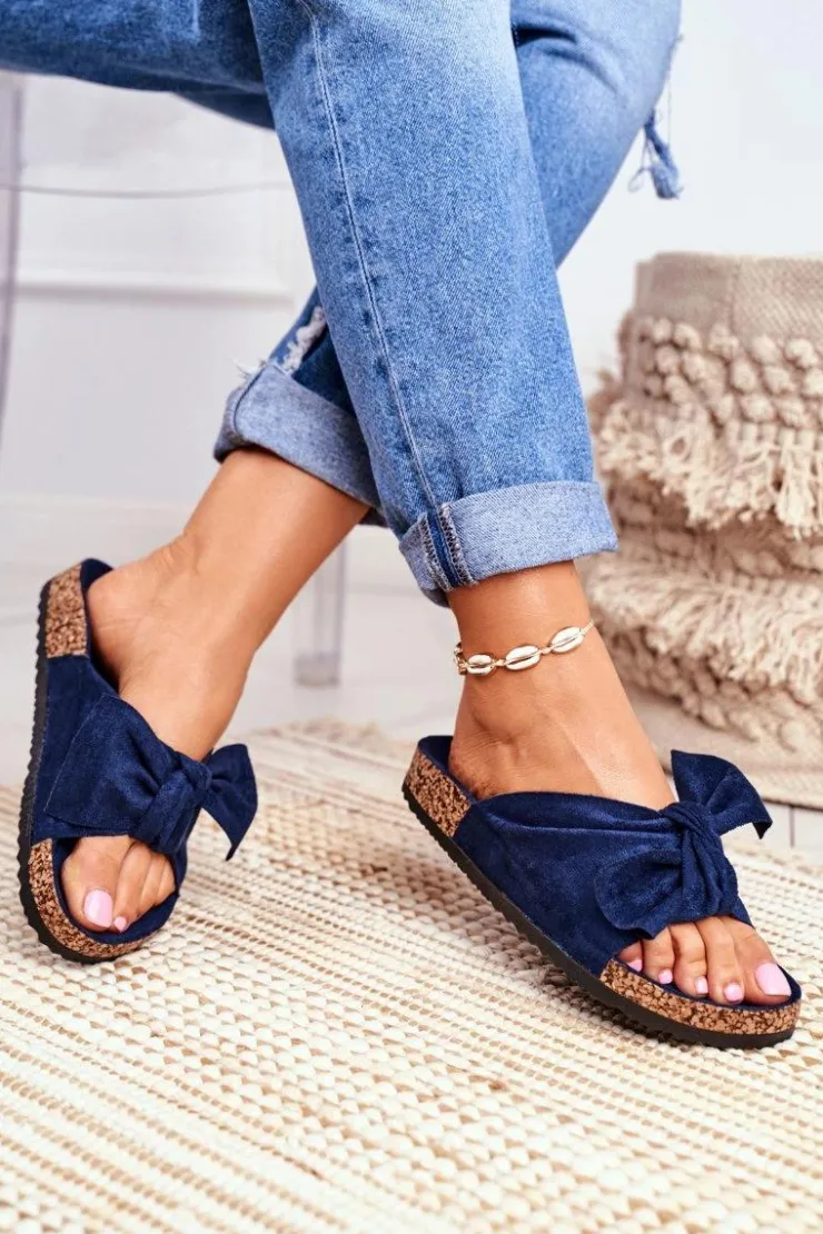 Boto Klapki Korkowe|Klapki Damskie Klasyczne*Klapki Na Korkowej Podeszwie Granatowe Wendy