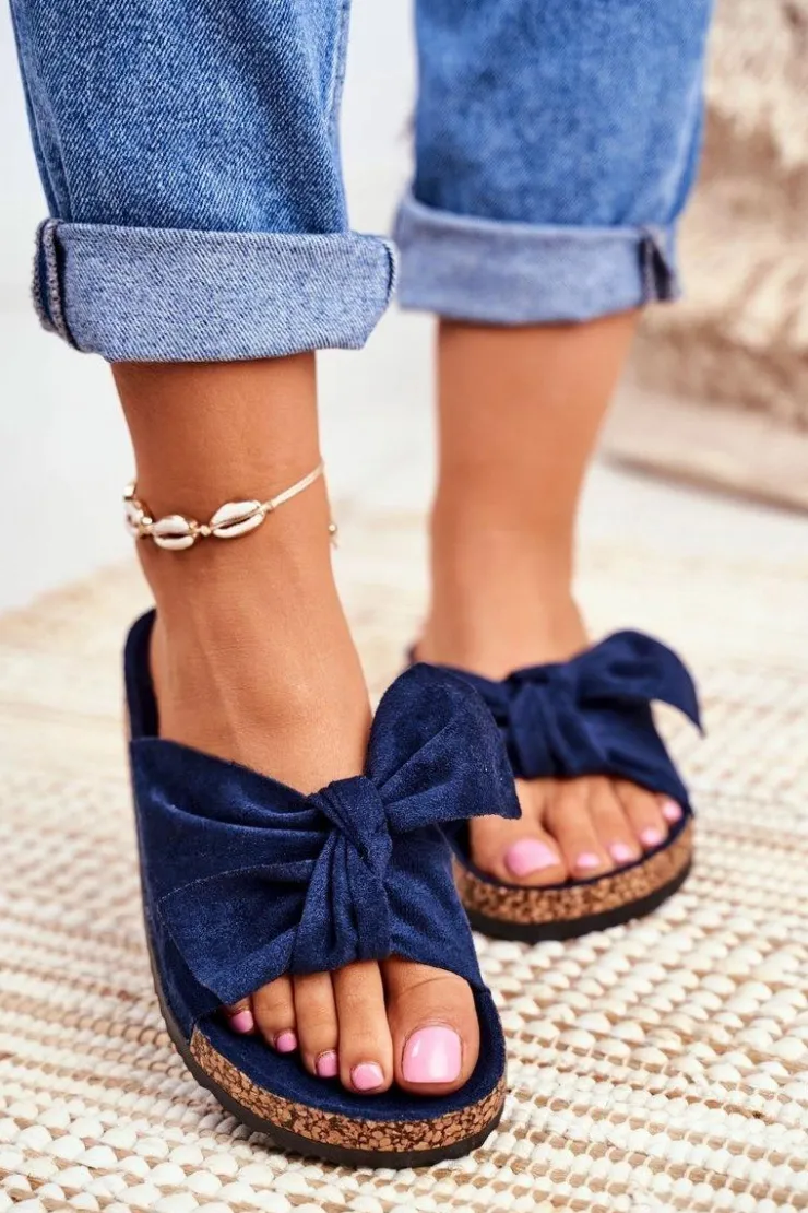 Boto Klapki Korkowe|Klapki Damskie Klasyczne*Klapki Na Korkowej Podeszwie Granatowe Wendy