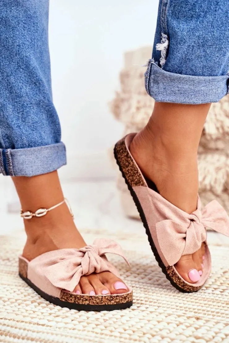 Boto Klapki Korkowe|Klapki Damskie Klasyczne*Klapki Na Korkowej Podeszwie Jasnoróżowe Wendy