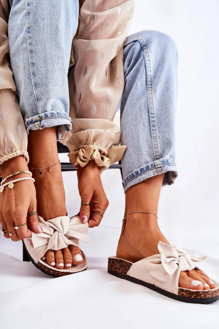 Boto Klapki Na Korkowej Podeszwie Alabastrowe Wendy