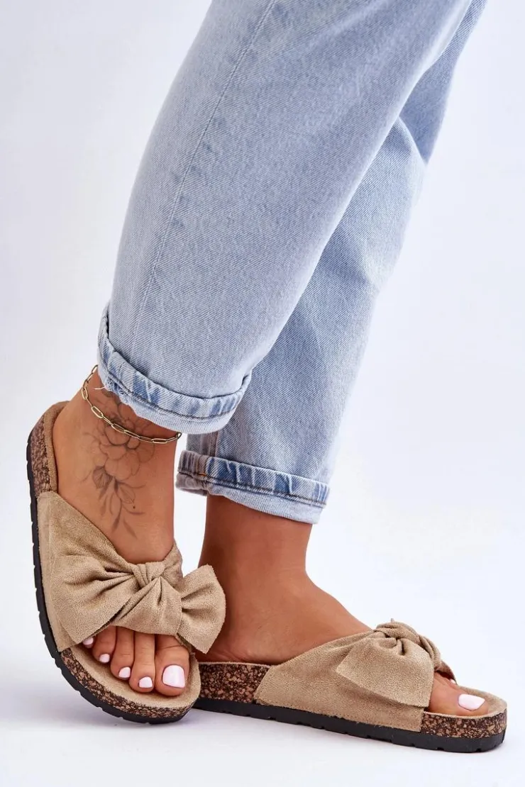 Damskie Boto Klapki Na Korkowej Podeszwie Jasnobeżowe Wendy