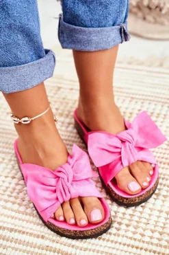 Damskie Boto Klapki Na Korkowej Podeszwie Neonowa Fuksja Wendy