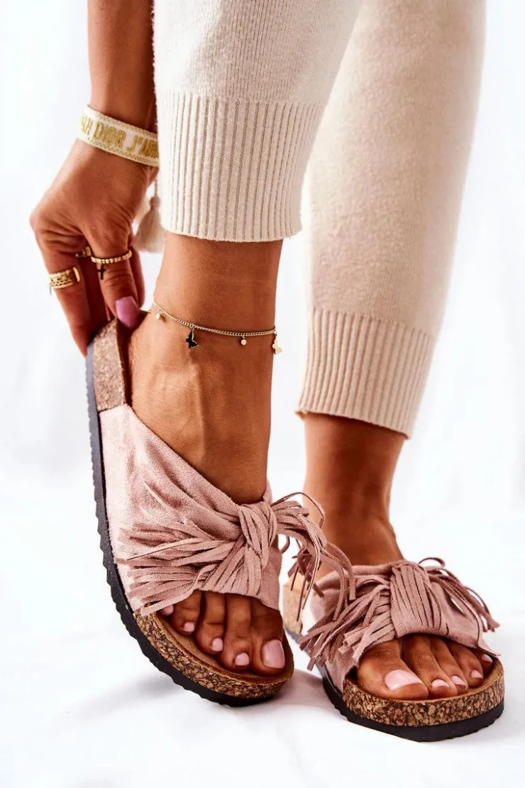 Boto Klapki Korkowe|Klapki Damskie Klasyczne*Klapki Na Korkowej Podeszwie Różowe Taryne