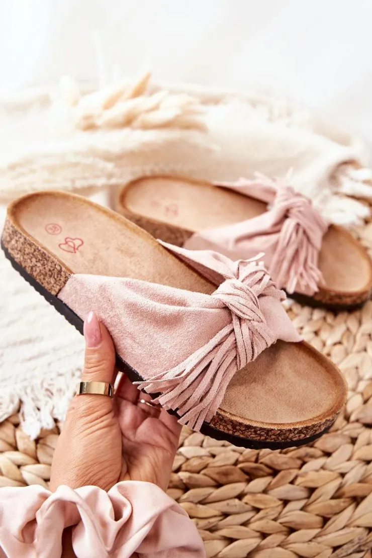 Boto Klapki Korkowe|Klapki Damskie Klasyczne*Klapki Na Korkowej Podeszwie Różowe Taryne