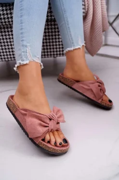 Damskie Boto Klapki Na Korkowej Podeszwie Ciemnoróżowe Wendy